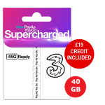 £15 CREDIT Three UK Network Supercharged Sim Card - PAY AS YOU GO - NO CONTRACT